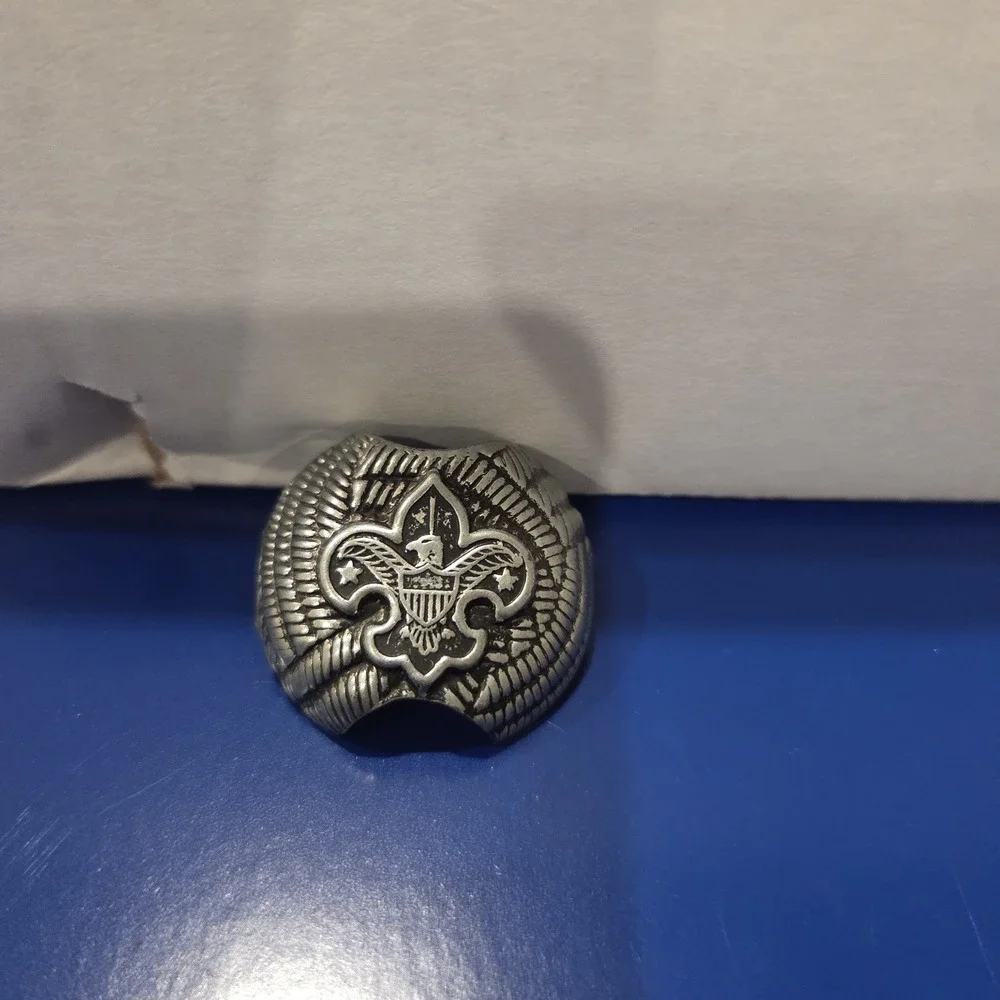 Vintage Boy Scouts of America BSA Neckerchief Slide Woggle Pewter